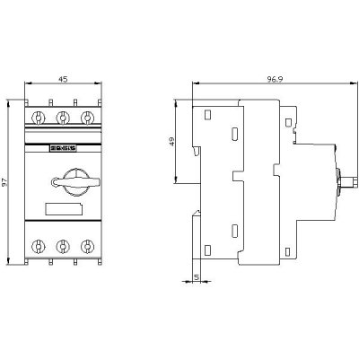 3RV2321-4DC10 - Rozměrový výkres