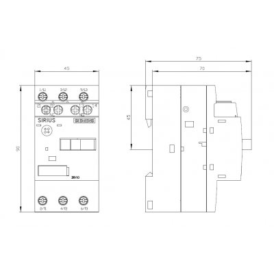 3RV1011-1HA15 - Rozměrový výkres